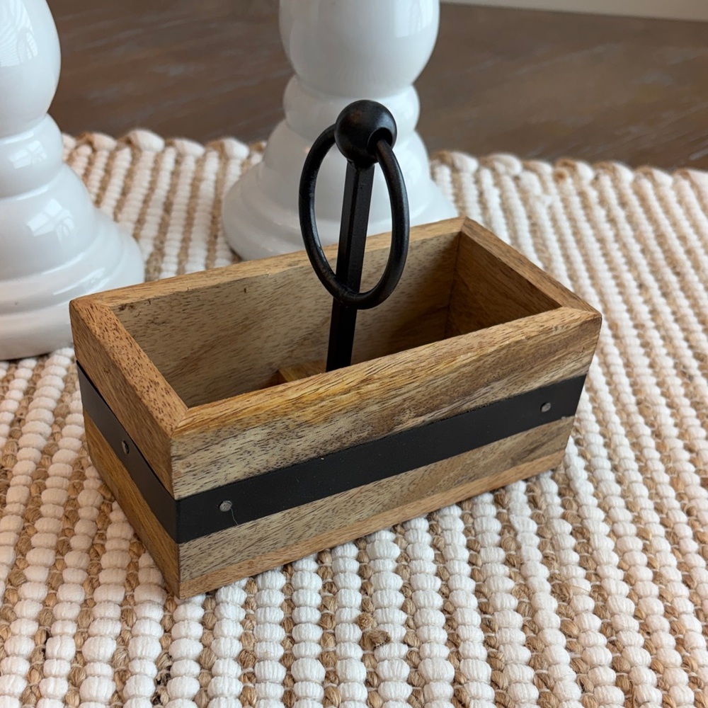 Wooden Napkin Holder with Black Accent